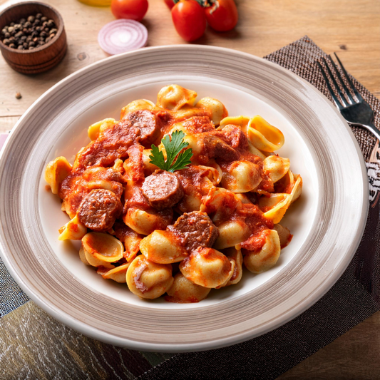 Pasta fatta in casa con sugo di salsiccia