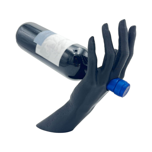 Portabottiglie vino a forma di mano in resina nera - 29x21 cm - Elegante e resistente, mantiene la tua bottiglia in equilibrio perfetto - Terramia