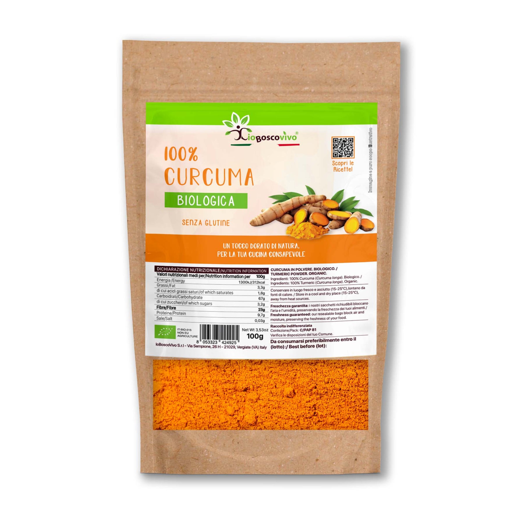 100% Curcuma in polvere BIO - 100g - Terramia