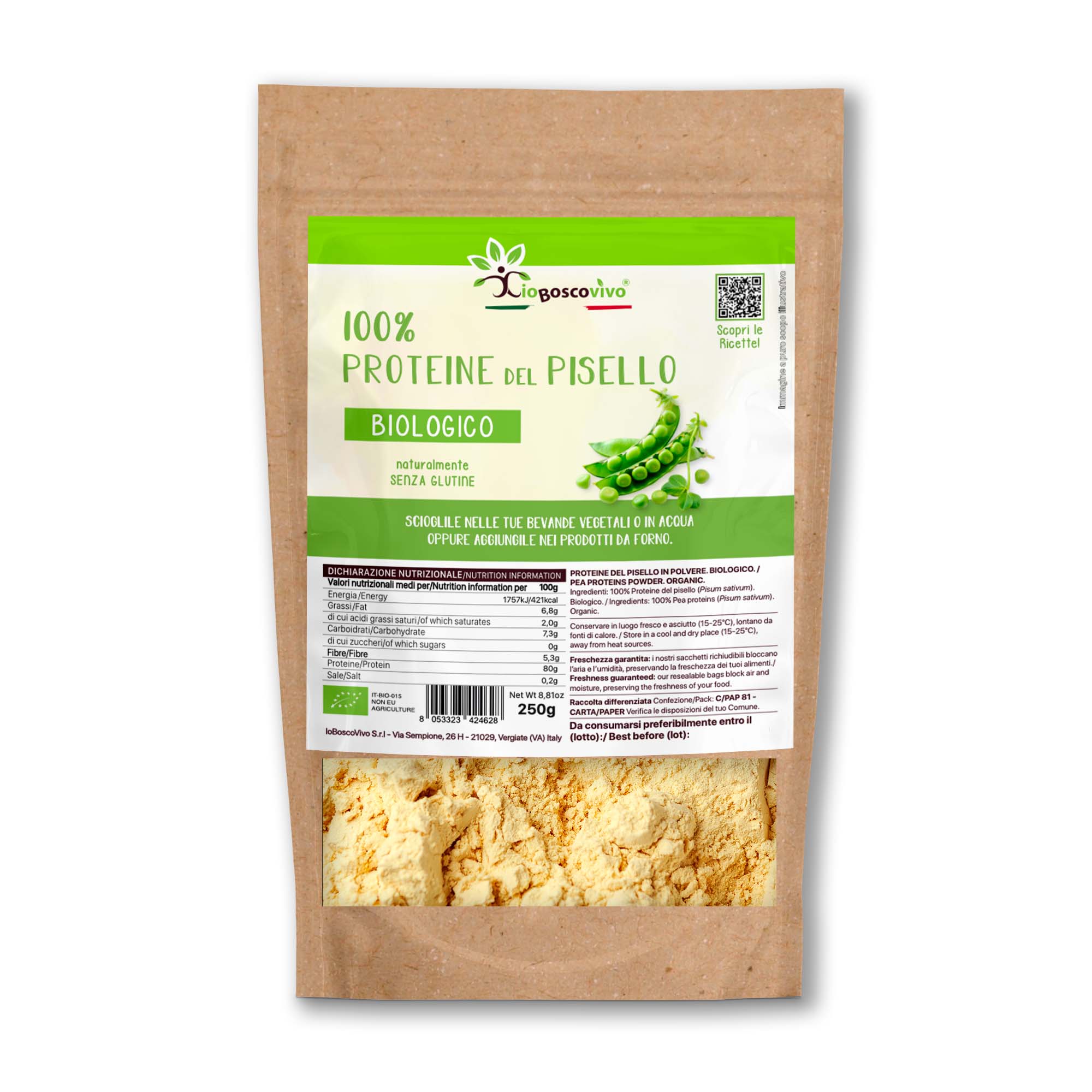 100% Proteine del Pisello in polvere BIO - 250g - Terramia