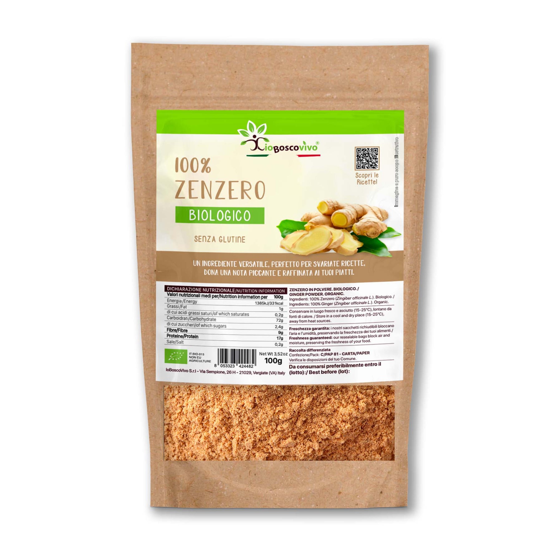 100% Zenzero in polvere BIO - 100g Ideale per un tocco speziato! - Terramia