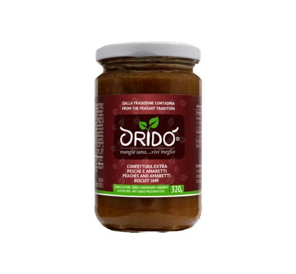 Oridò Extra Pfirsich-Amaretti-Marmelade 320 Gramm