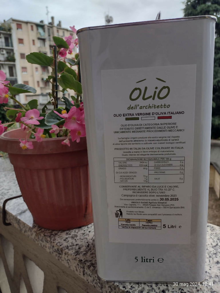Olio dell'Architetto Olio extravergine d'oliva 100% Italiano, lattina da 5 litri - Terramia
