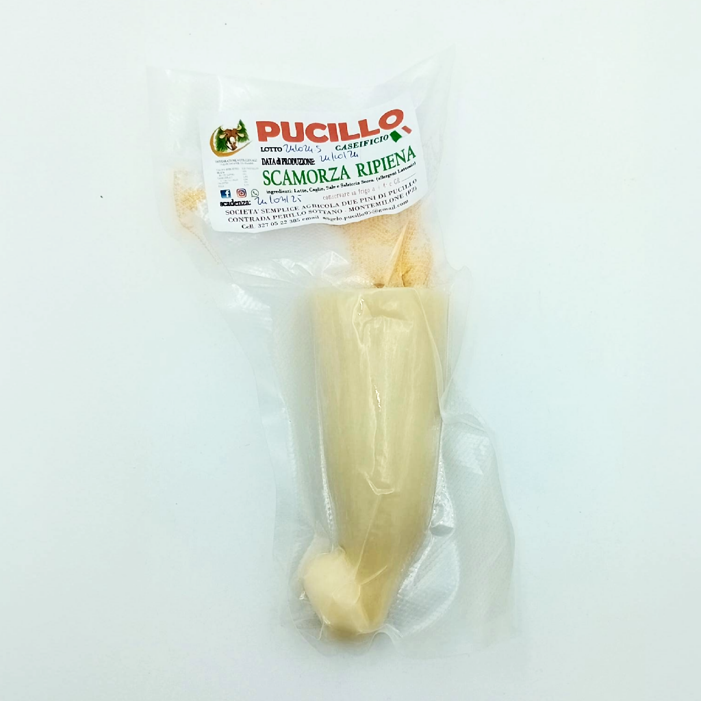 Scamorza ripiena di salsiccia secca "Migrante" gr.350 - Caseificio Pucillo - Terramia