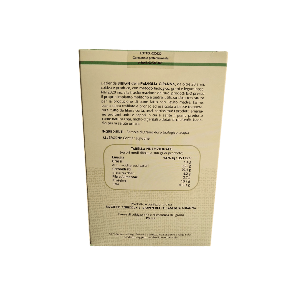 Panbauletto BIO 500gr integrale nutraceutico Biopan Ciranna - Terramia