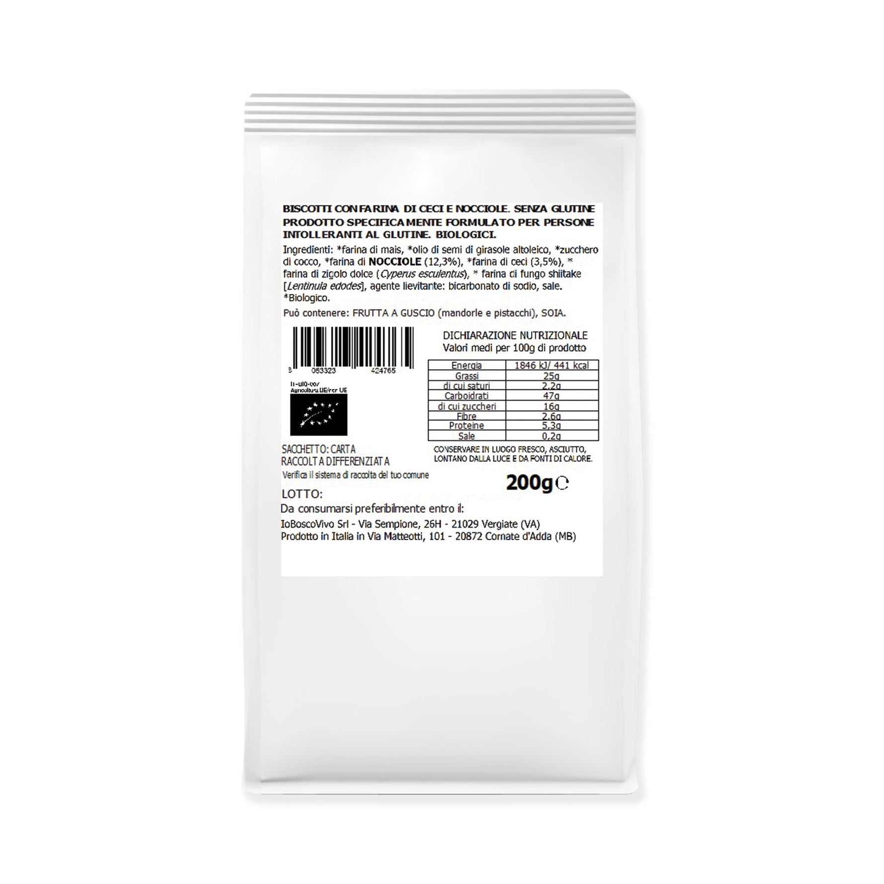 Biscotti S/Glutine alle Nocciole e Farina di Ceci BIO 200g - Terramia