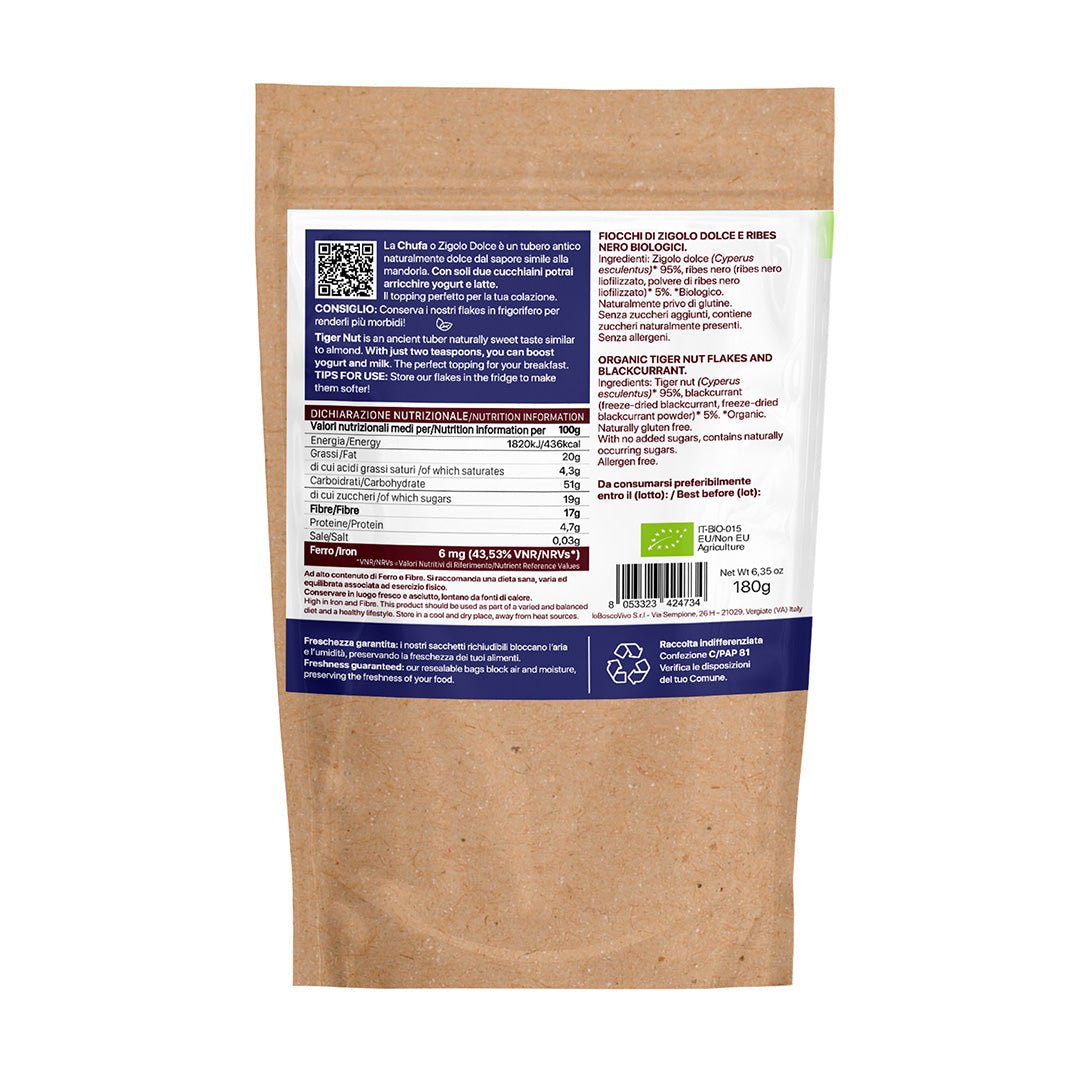 Chufa Flakes al Ribes nero BIO | Fiocchi da colazione 180g - Terramia