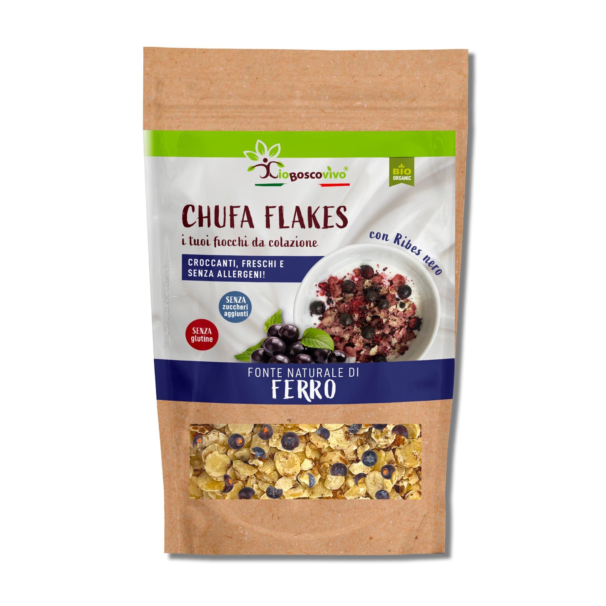 Chufa Flakes al Ribes nero BIO | Fiocchi da colazione 180g - Terramia