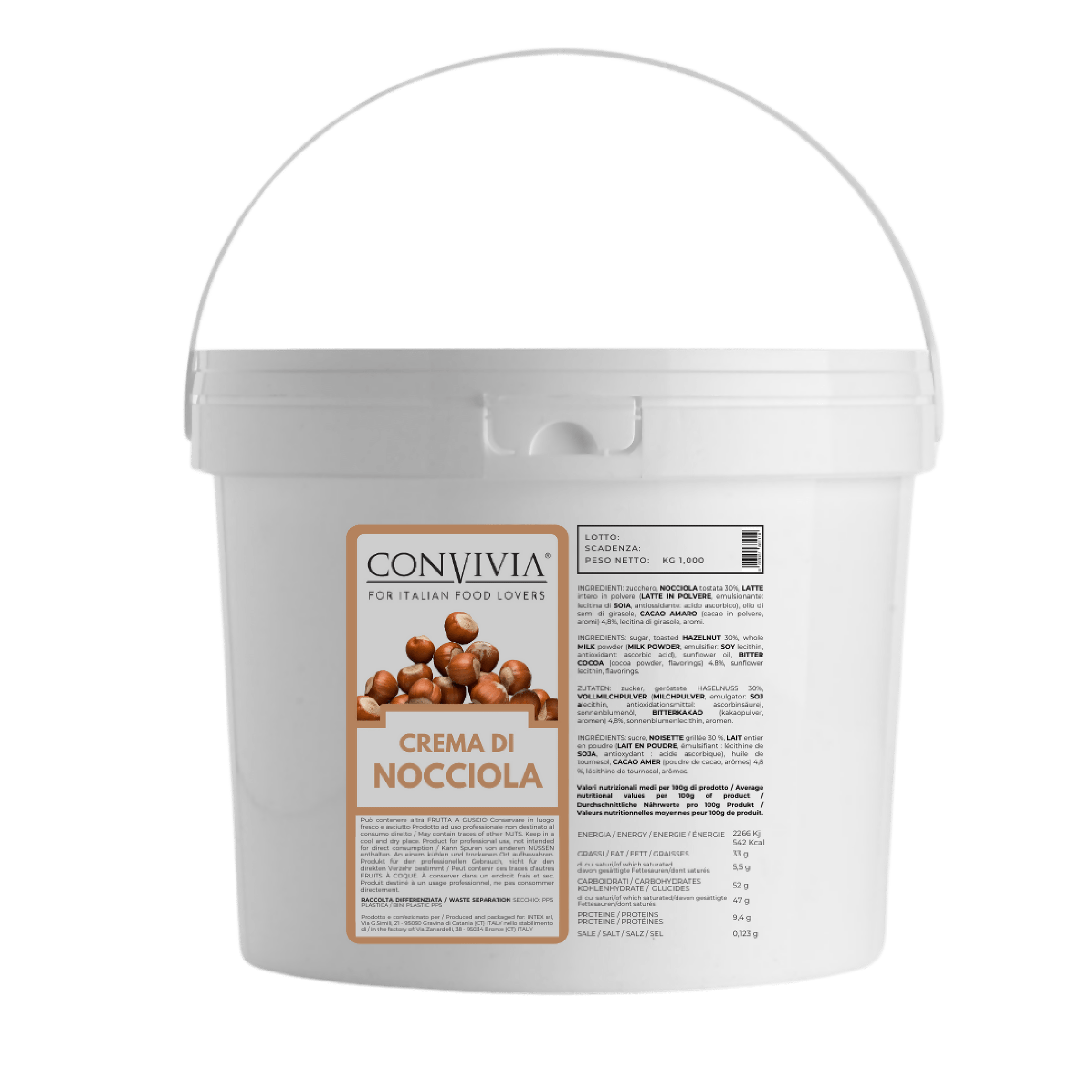 Crema di nocciola 30% e cacao 1kg - Terramia