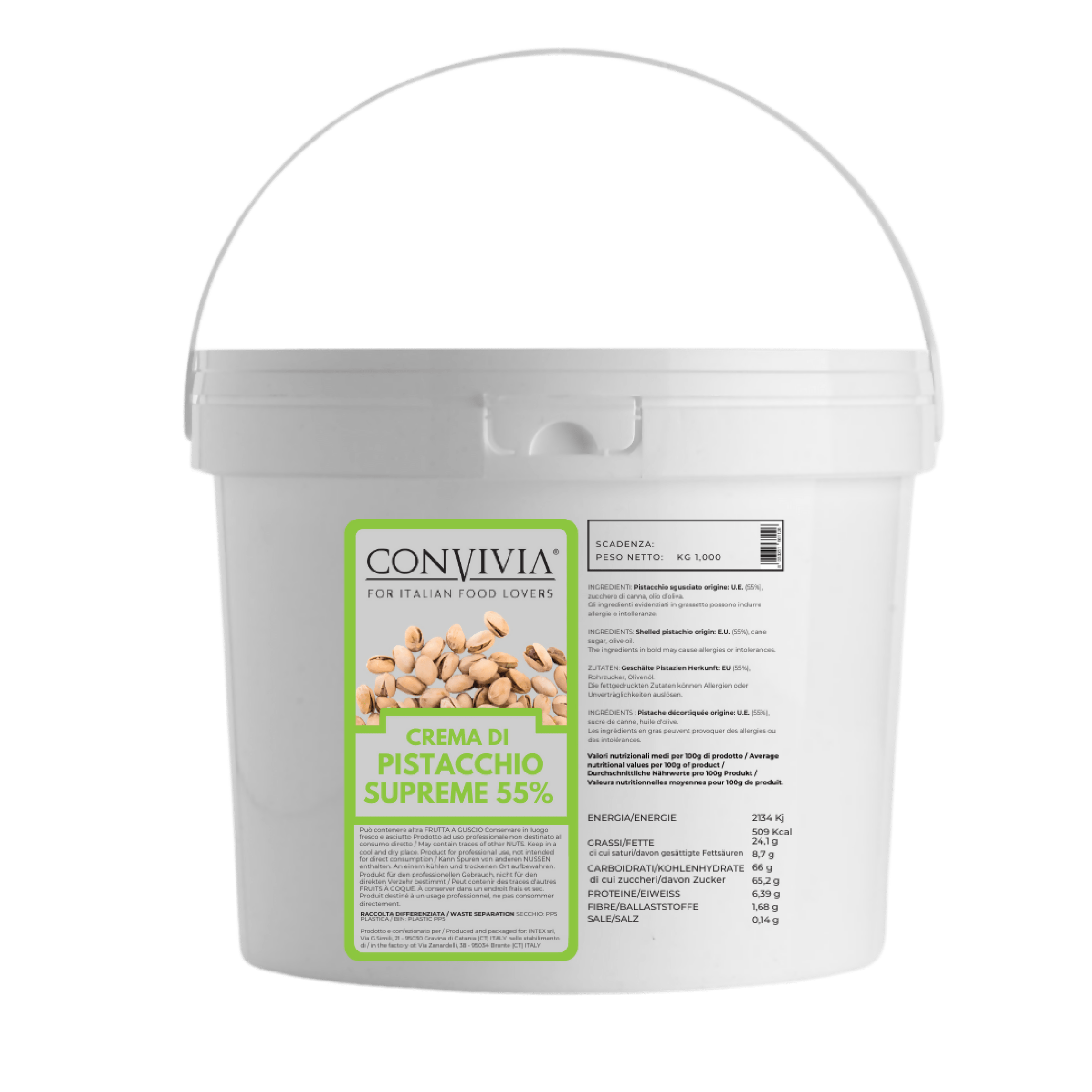 Crema di Pistacchio 55% senza lattosio 1kg - Terramia