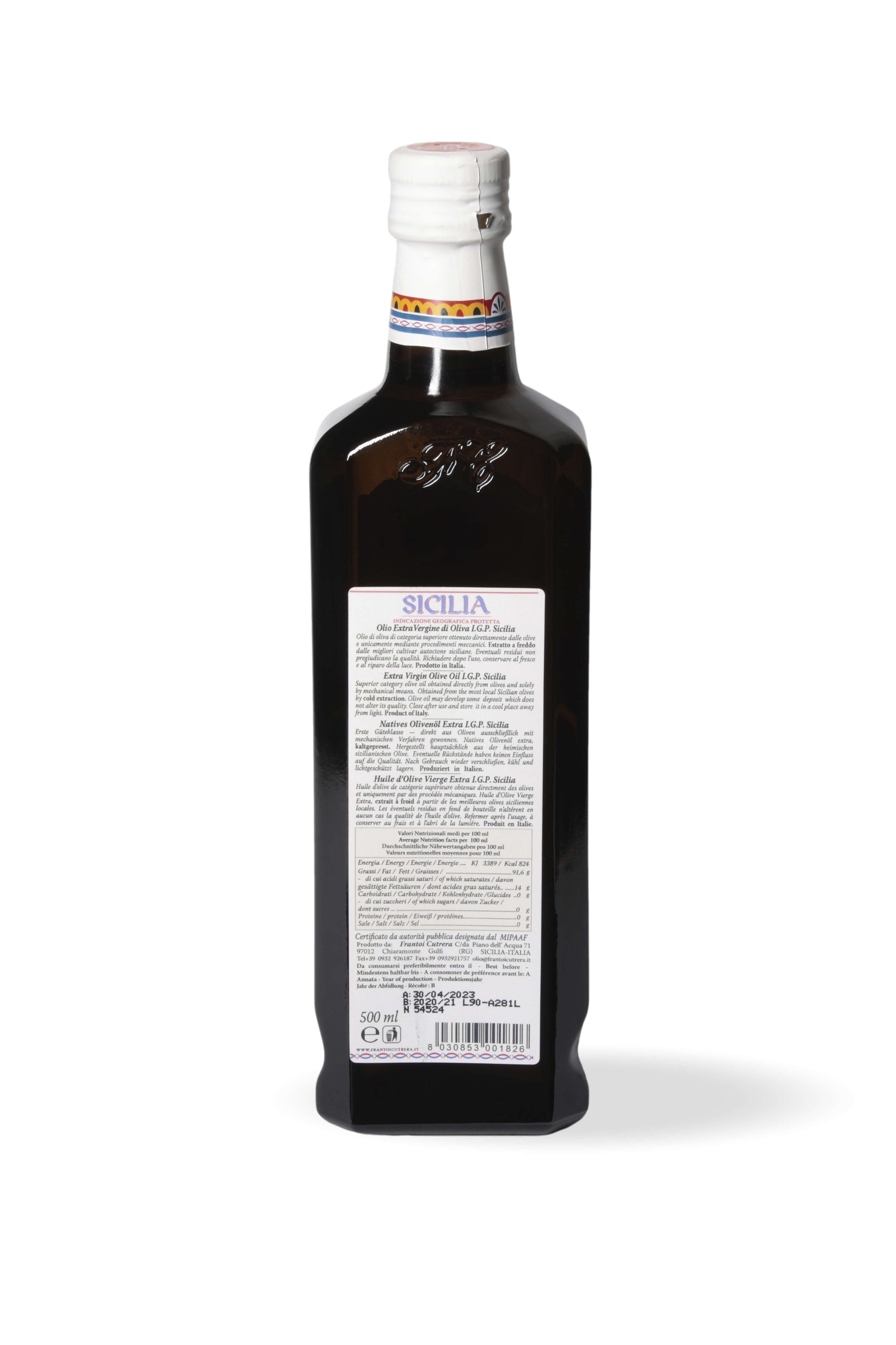 Cutrera IGP Sicilia - Olio Extravergine di Oliva Siciliano - Bottiglia Singola - Terramia