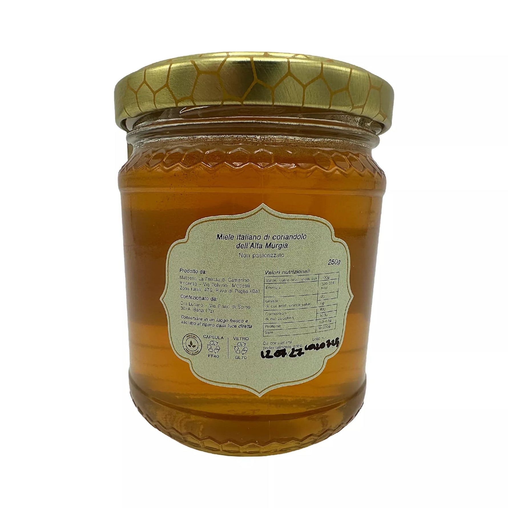 Miele italiano di coriandolo dell'Alta Murgia 500 g – Masseria La Ferrata - Terramia