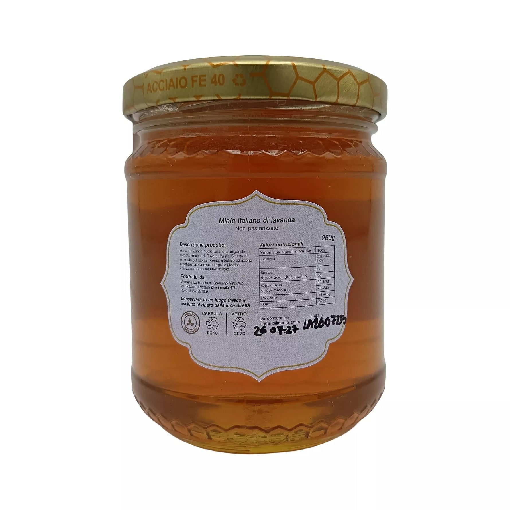Miele italiano di lavanda 250 g – Masseria La Ferrata - Terramia
