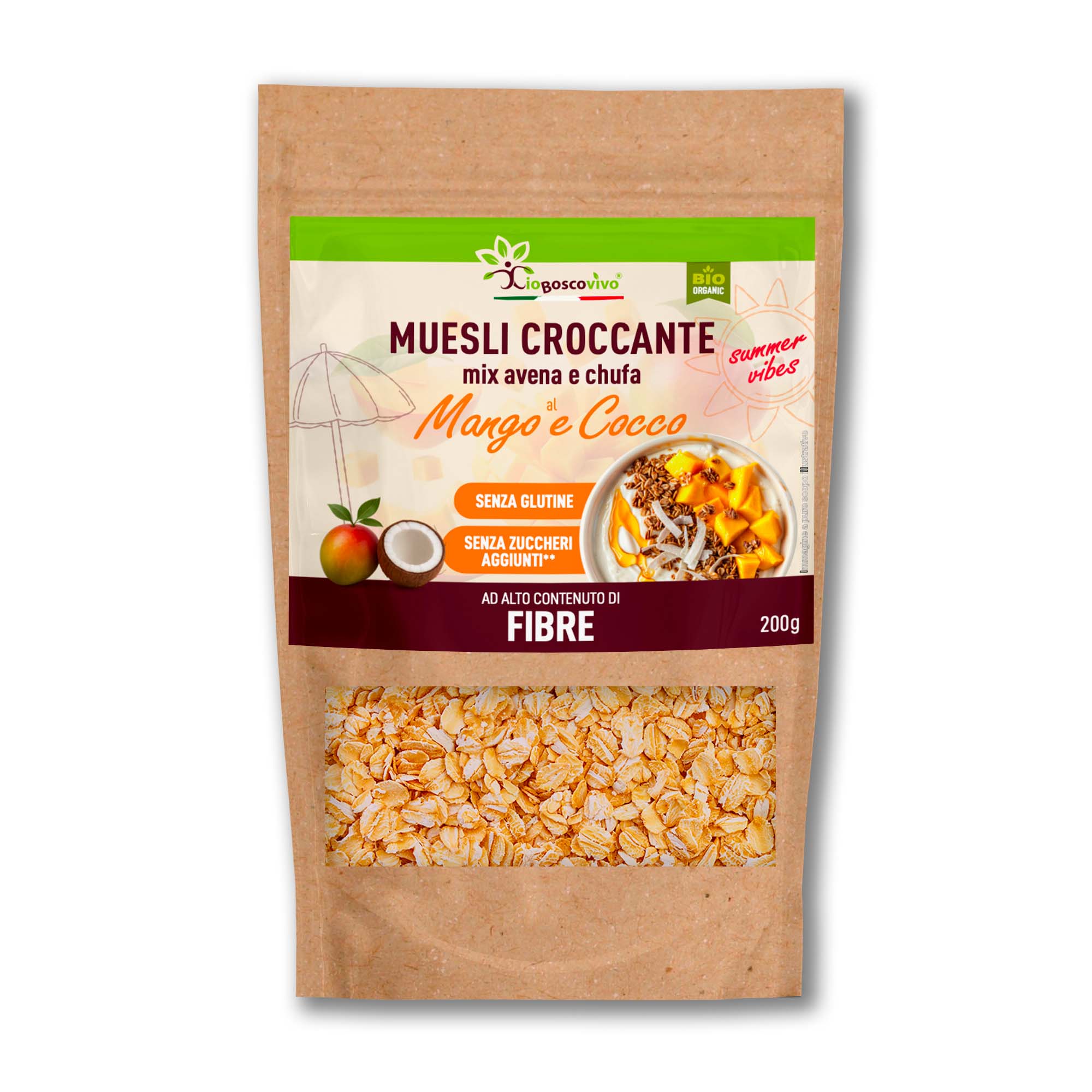 Muesli Croccante Bio Mango e Cocco | Senza Glutine, Zero Zuccheri Aggiunti 200g - Terramia