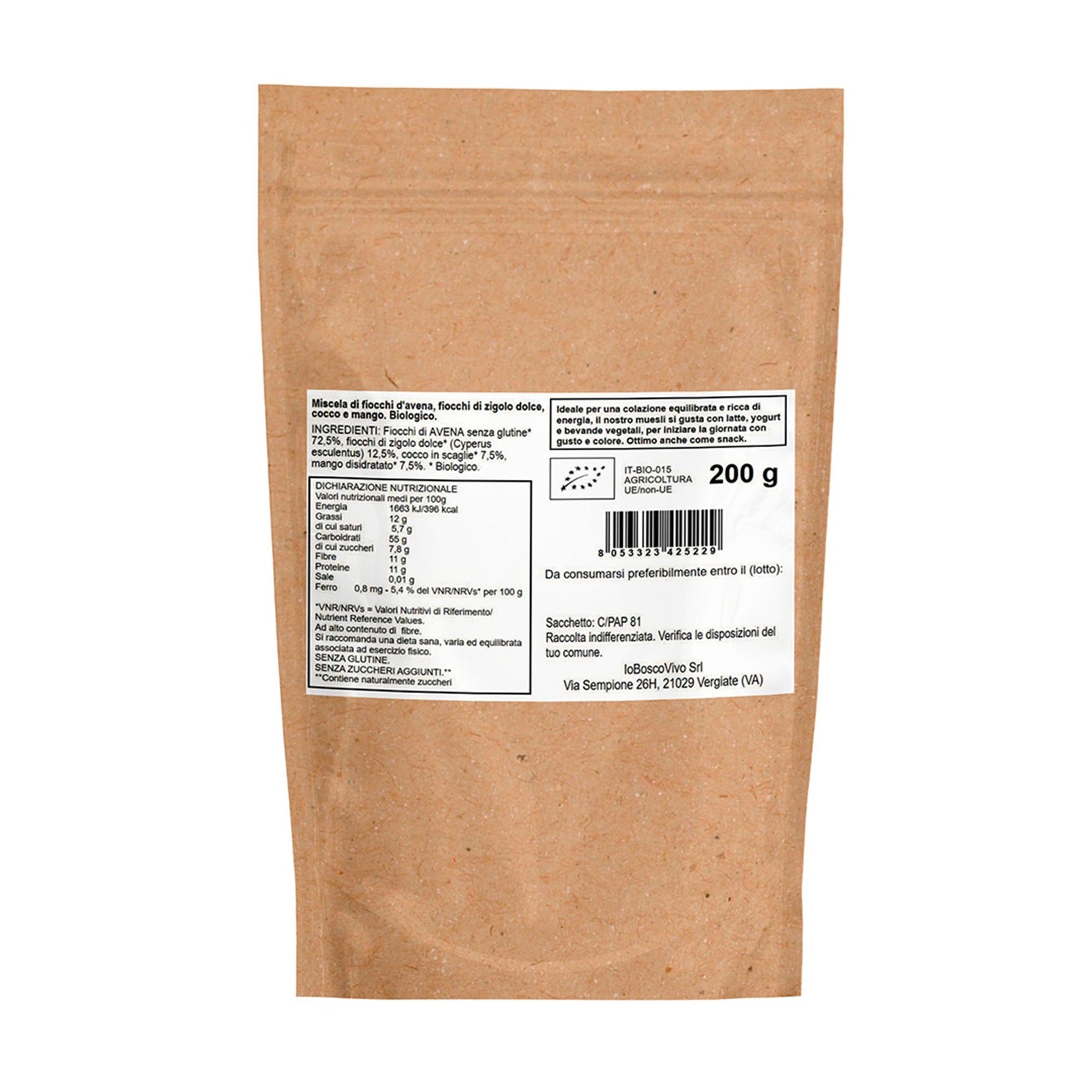 Muesli Croccante Bio Mango e Cocco | Senza Glutine, Zero Zuccheri Aggiunti 200g - Terramia
