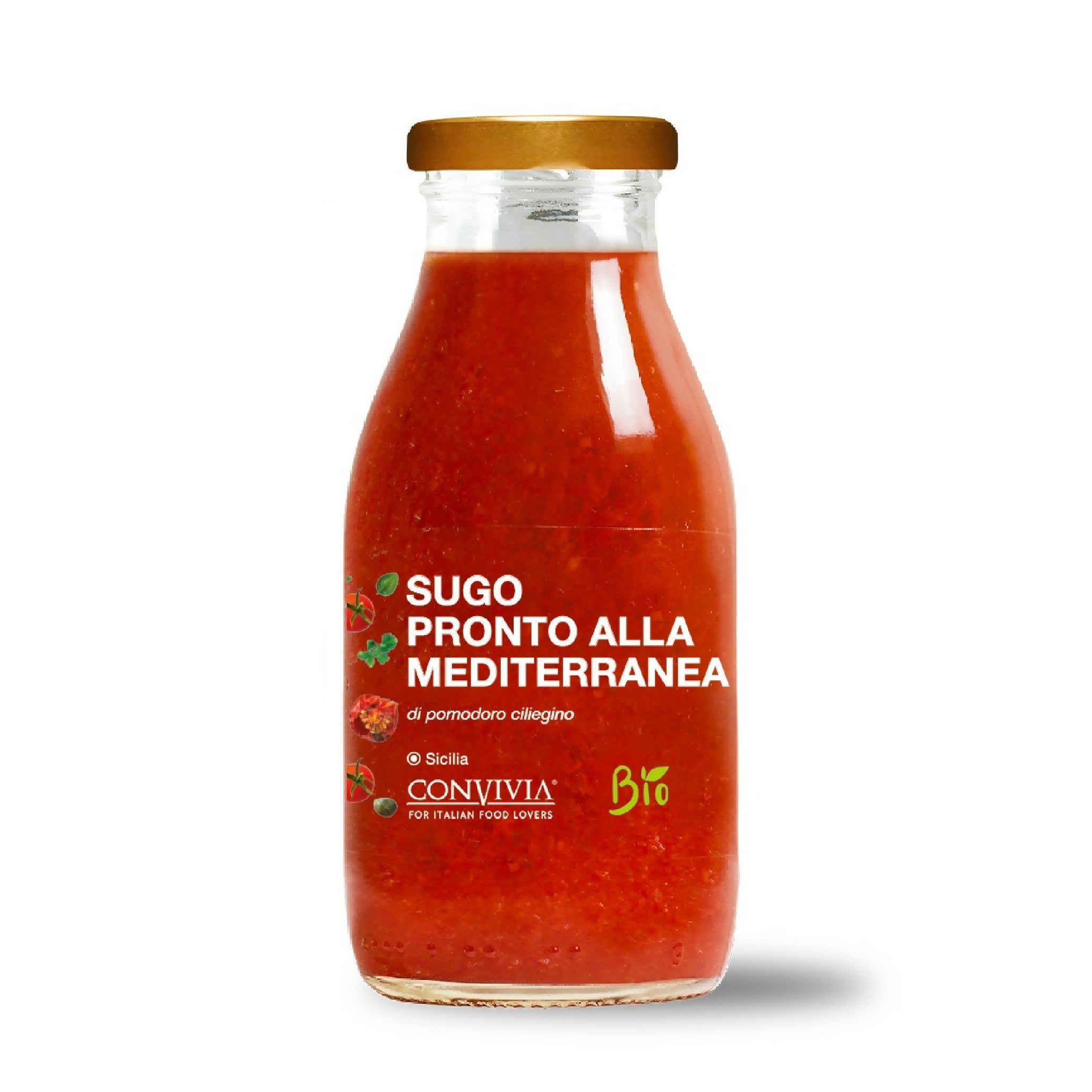 Sugo pronto di pomodoro ciliegino alla mediterranea bio 250g - Terramia